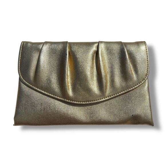 Vintage Clutch Handbag Wallet Formal Evening Bag Metallic Gold Snap Closure - Picture 1 of 4
